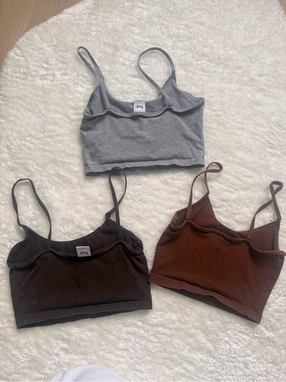 Aritzia TNA Cropped Cami Tank Top - Gray, Black, Brown - Picture 5 of 5